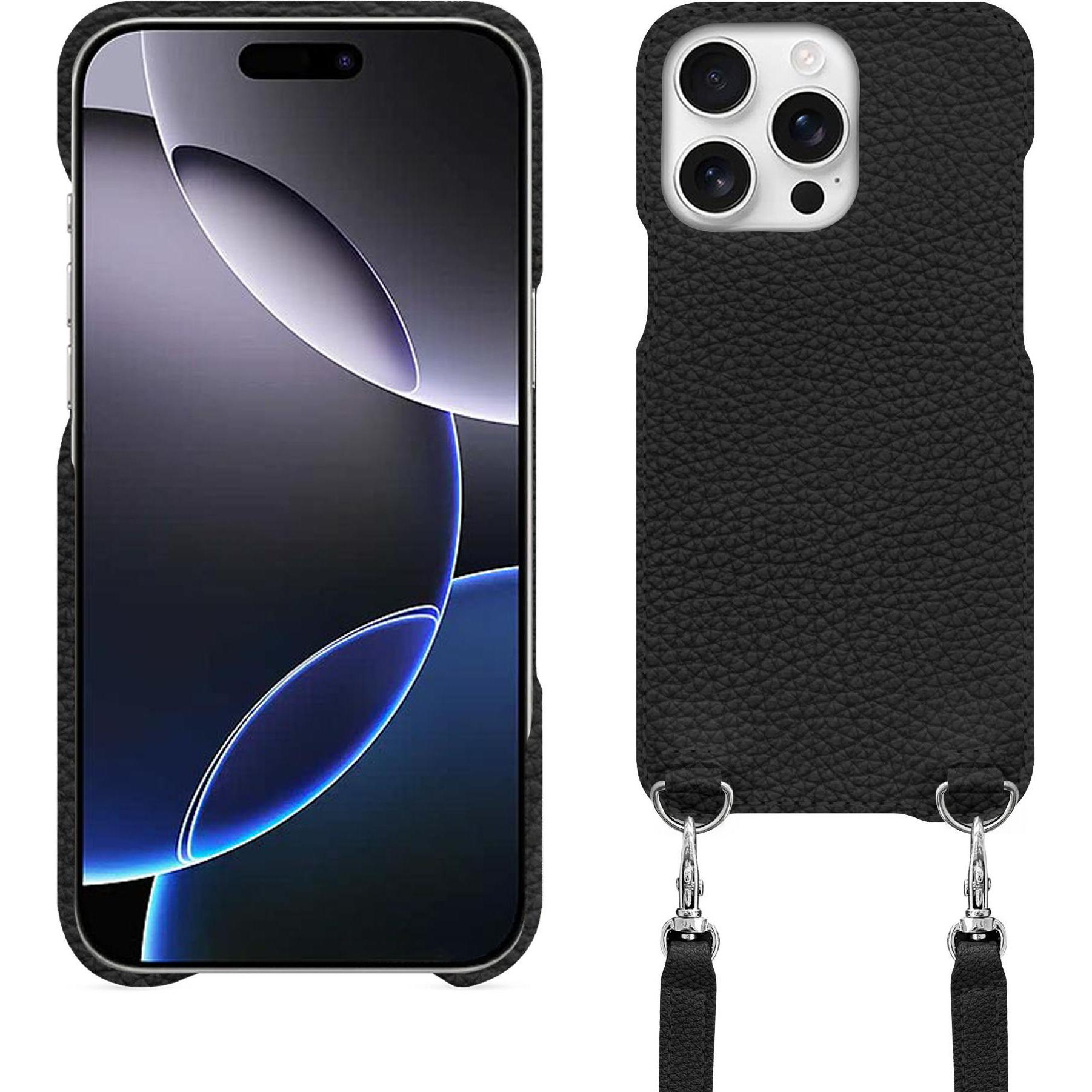 Noreve Schutzhülle mit Schulterriemen Apple iPhone 16 Pro Max (Apple iPhone 16 Pro Max), Smartphone Hülle, Schwarz