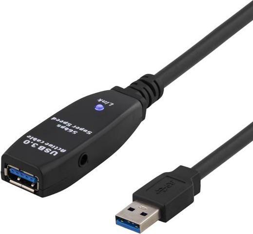 Produktbild Deltaco PRIME active USB 3.0 extension cable, type A male - Type A female, 7m, black / USB3-1004 (7 m, USB 3.0)