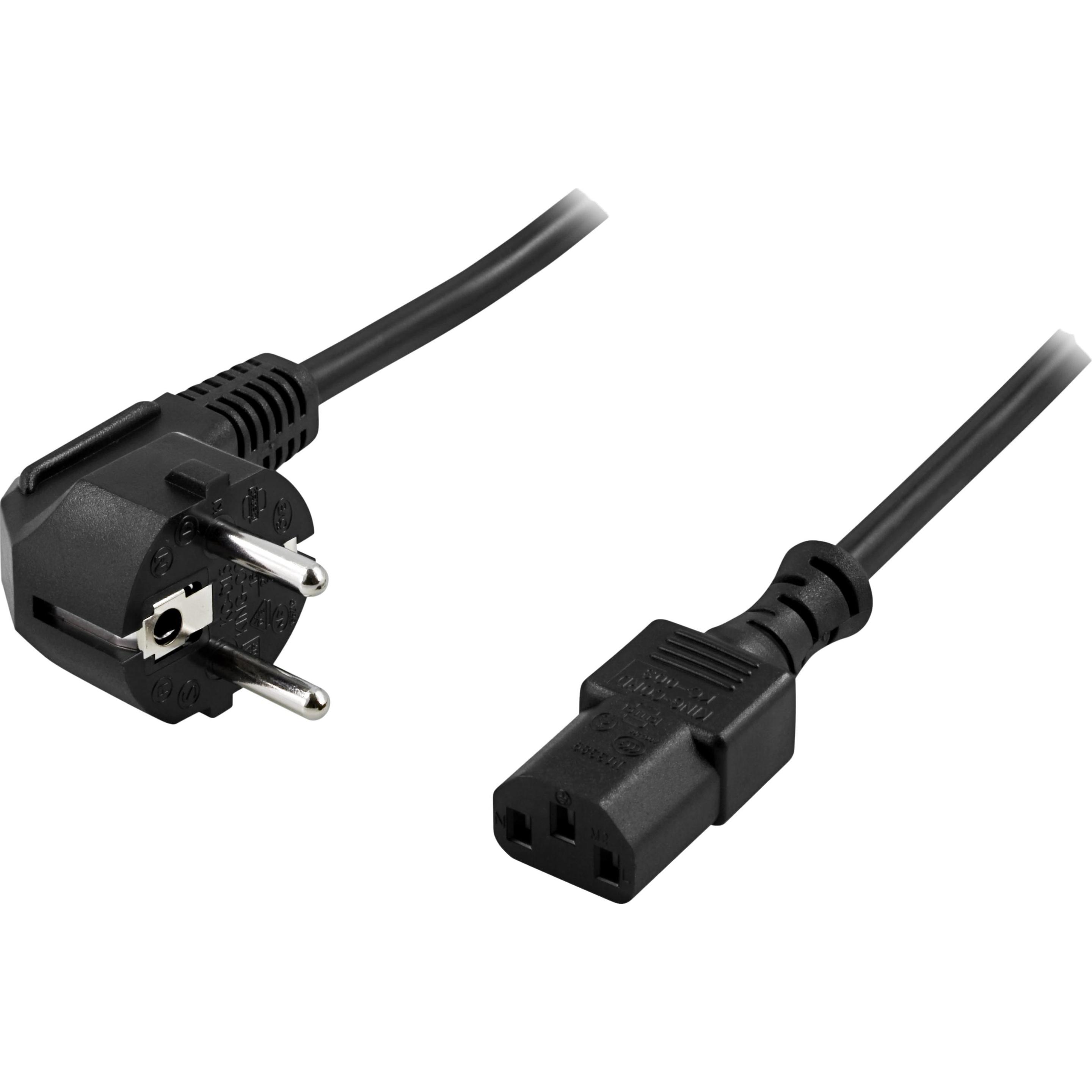 Deltaco DEL-109-LSZH stroomkabel zwart CEE7/7 C13 coupler (2 m), Stroomkabel, Zwart