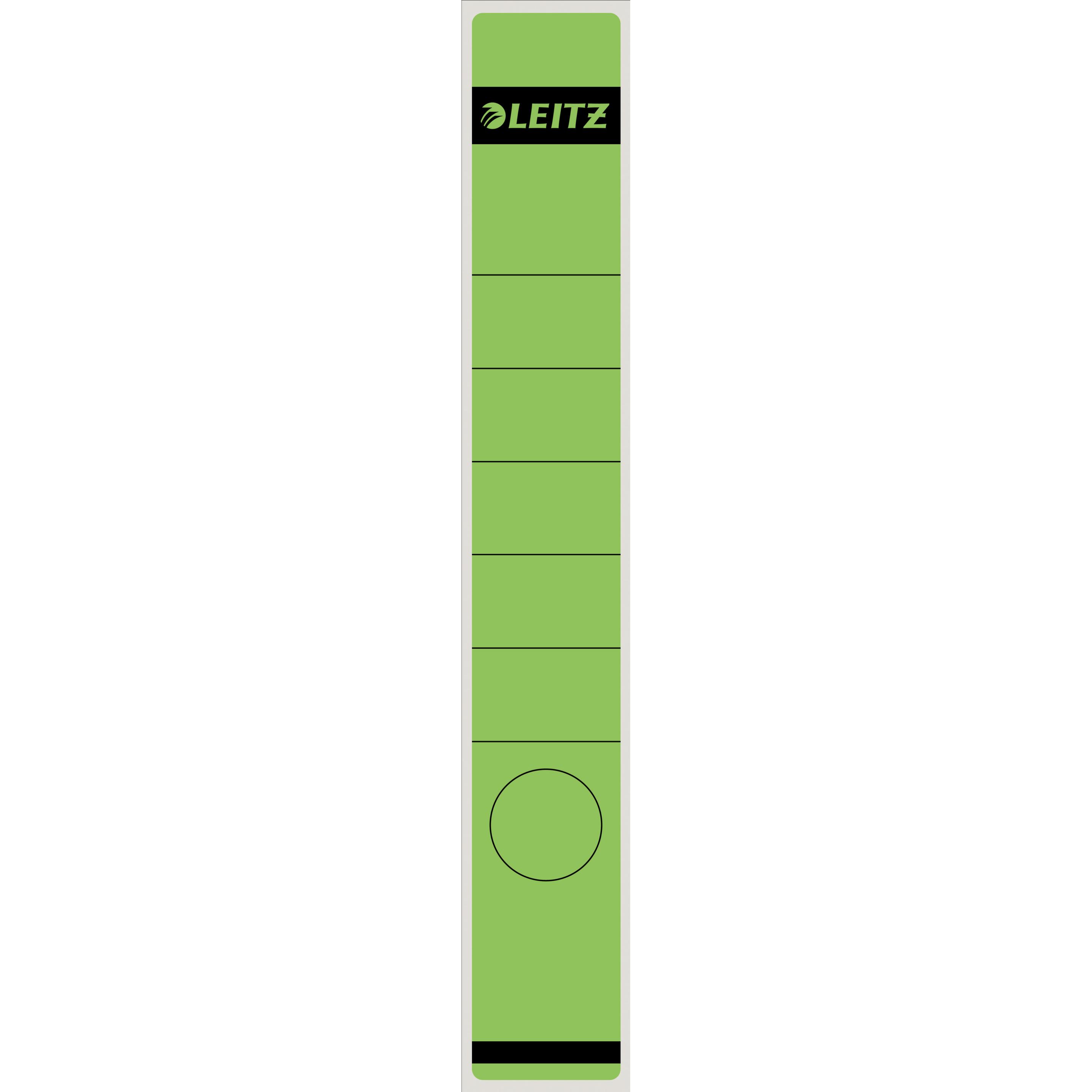 Leitz, Ordner Zubehör, Ordnerrücken-Etikett, 39 x 285 mm, lang, schmal, grün passend für Standard- und Hartpapp