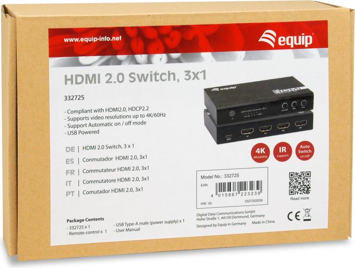 Image du produit equip Commutateur HDMI 2.0