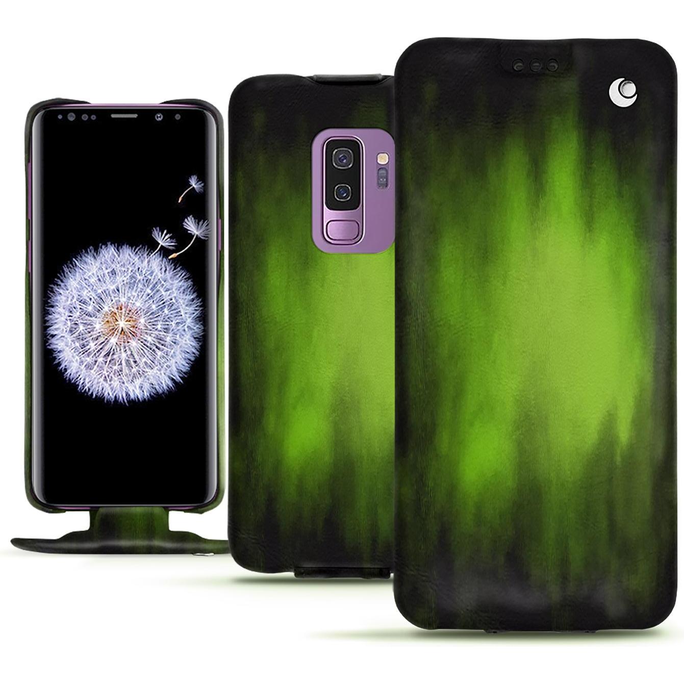 Noreve Lederschutzhülle vertikal (Samsung Galaxy S9+), Smartphone Hülle, Grün
