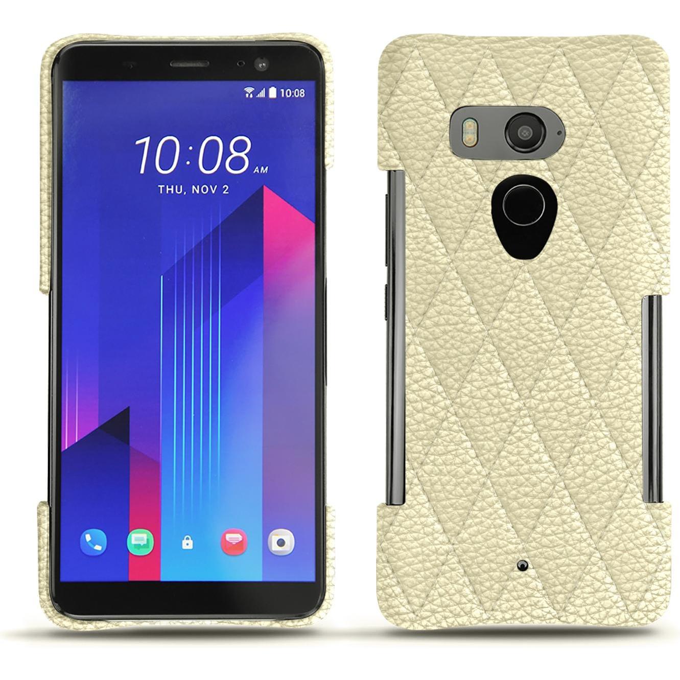Thumbnail - Noreve Lederschutzhülle (HTC U11+), Smartphone Hülle, Weiss