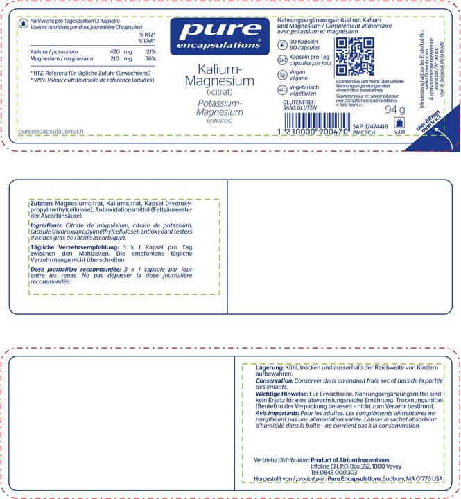 Produktbild Pure encapsulations Kalium Magnesium (90 Stück, Kapseln, 115 g)