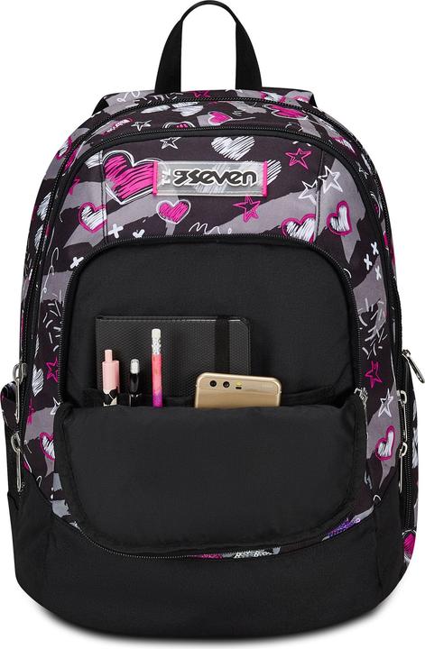 Actual product image Seven Advanced School Backpack Draft Heart Black (32 l)