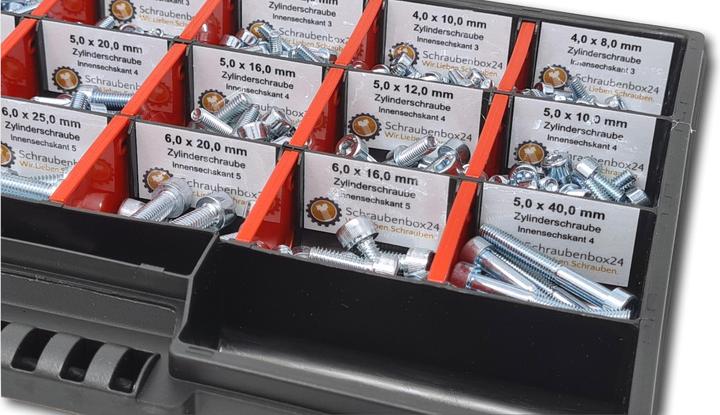 Actual product image Schraubenbox24 Cylinder head screws assortment M4-M5-M6 // 8mm-40mm 375 tlg screw box DIN912 (375 Screws per piece)