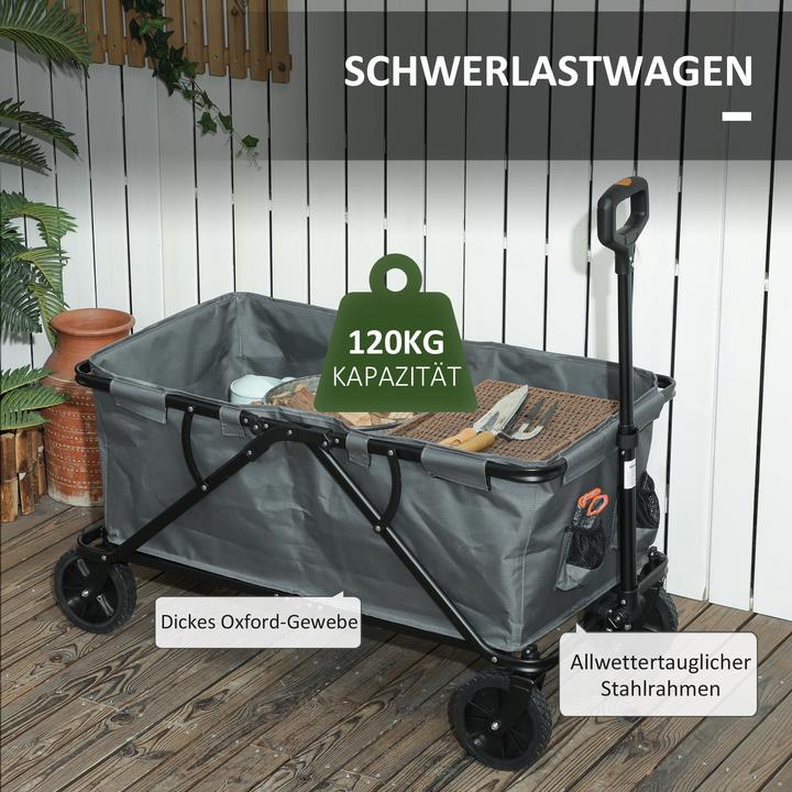Actual product image Outsunny Gartenwagen Stahl, Polyester Dunkelgrau