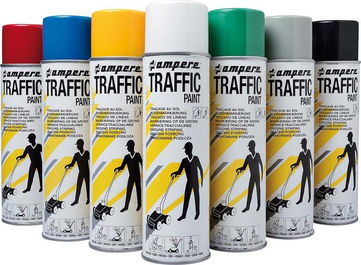 Image du produit Ampere Peinture de marquage, contenu 500 ml, lot de 12 aérosols, blanc.