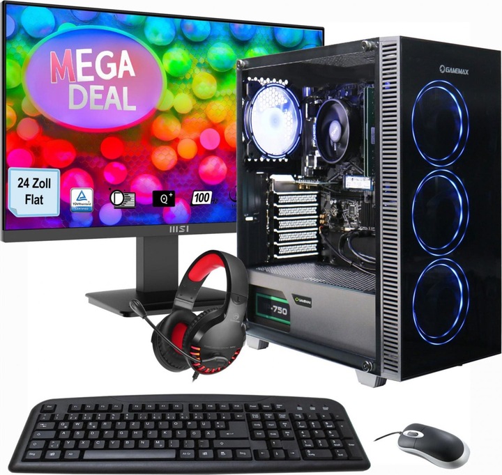 Produktbild Hyrican MegaDeal Gaming-PC Draco XD SET2478 7373 + MSI PRO MP2412DE + Maus, Tastatur & Headset (32 GB, 1000 GB, GeForce RTX 4060)