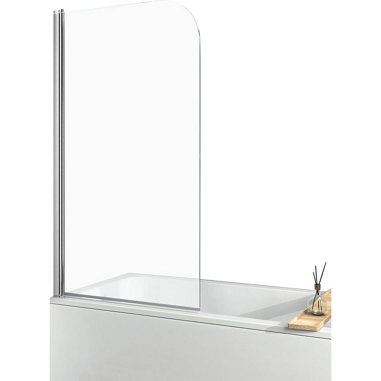 Emke, Duschkabine + Duschwand, Duschwand für Badewanne 80x140cm, 6mm NANO Beschichtung Glas(Einfach-reinigung) Duschtren...