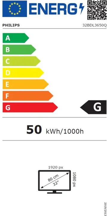 Energie-Label Philips Signage Solution Q-Line 32BDL3650Q/00 (1920 x 1080 Pixel, 31.50")
