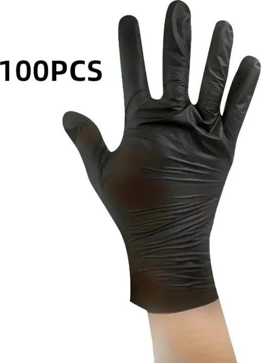 ASMI 100 Stück Einweg-PVC-Handschuhe, schwarze latexfrei Handschuhe - Grösse L