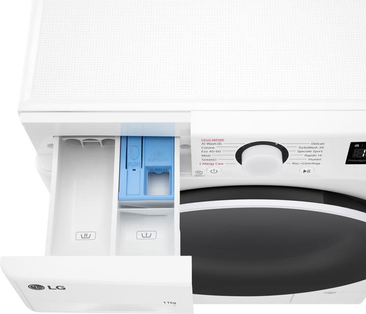 Produktbild LG F4R5011TSWW Waschmaschine 11kg AI DD, Klasse A-10%, 1400 U/min, TurboWash, Dampf (11 kg, Links)