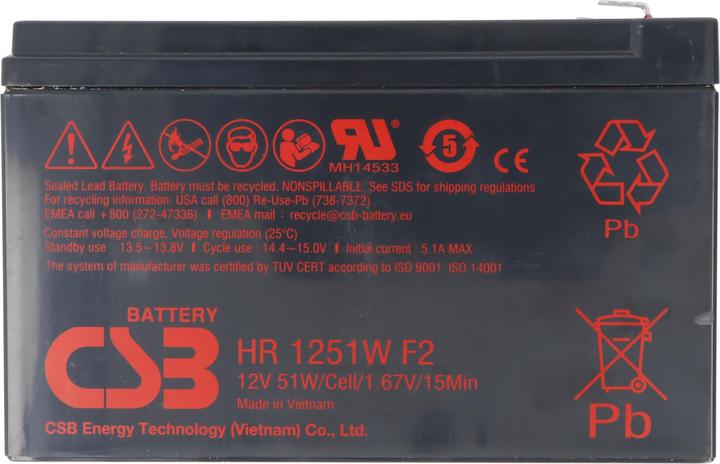 Produktbild CSB HR1251W Blei Akku 12 Volt, 4,25A, Faston F2 12V 51W, 151 x 98 x 100 mm (12 V)