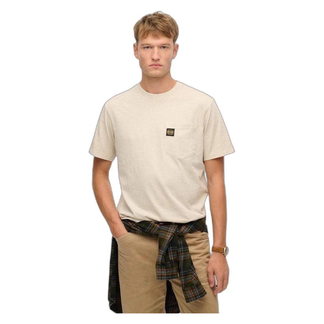 Superdry, Herren, Shirts, T-Shirt Mit Tasche Und Kontrastnähten, Beige, (M)