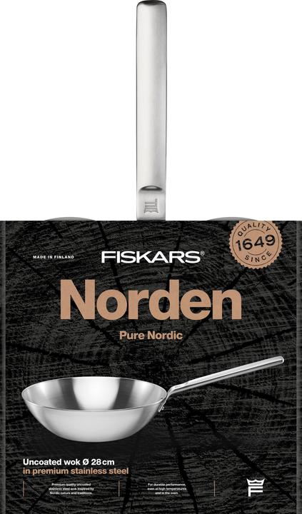 Actual product image Fiskars Norden Steel Wok, 28cm, uncoated (Stainless steel, 28 x 15 cm)