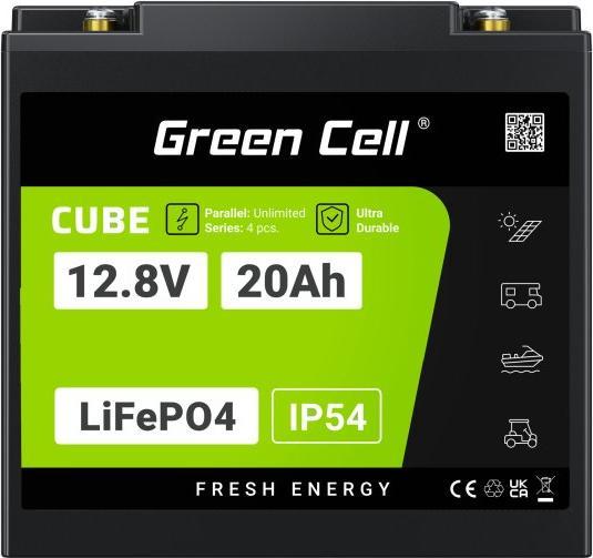 Actual product image GreenCell Green Cell CUBE LiFePO4 battery 20Ah 12.8V 256Wh lithium iron phosphate battery for tractor, lawn mo (12.80 V, 20 Ah)