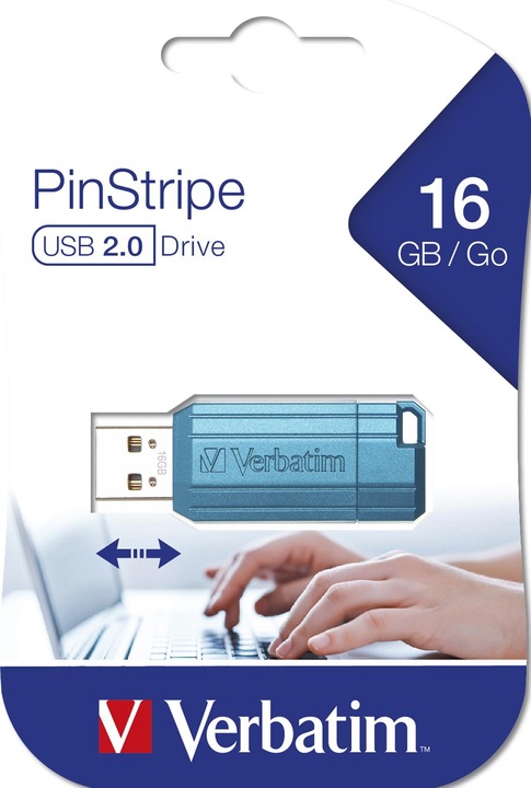 Produktbild Verbatim PINSTRIPE 16GB USB 2.0 BLUE (16 GB, USB 2.0)