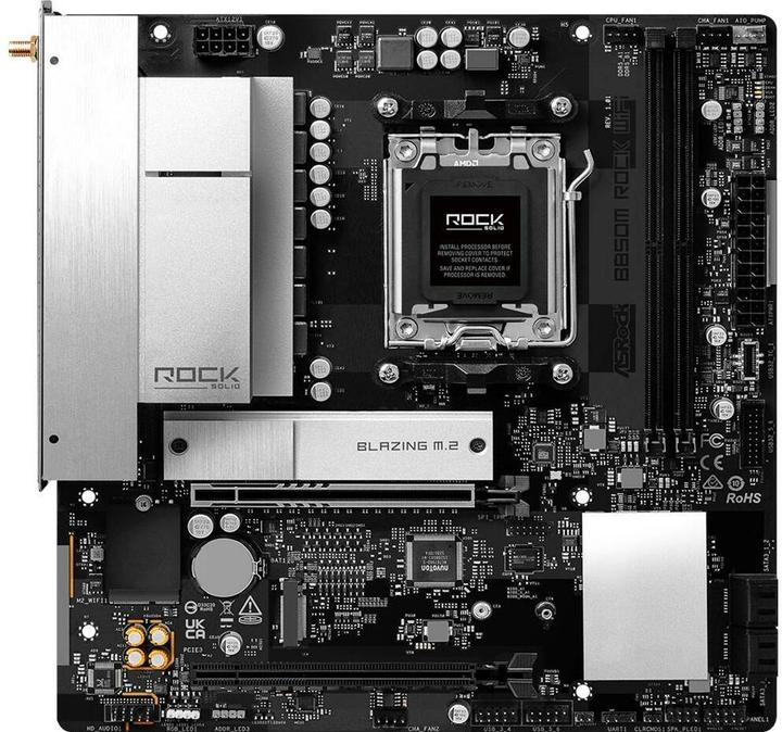 Productafbeelding AsRock MB AMD AM5 B850M Rock WiFi 6 (AM5, AMD B850, mATX)