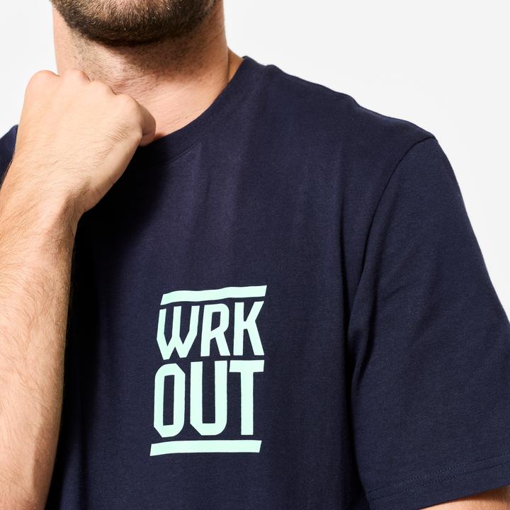 Immagine prodotto Domyos T-Shirt Herren Baumwolle Regular - blau/schwarz (L)