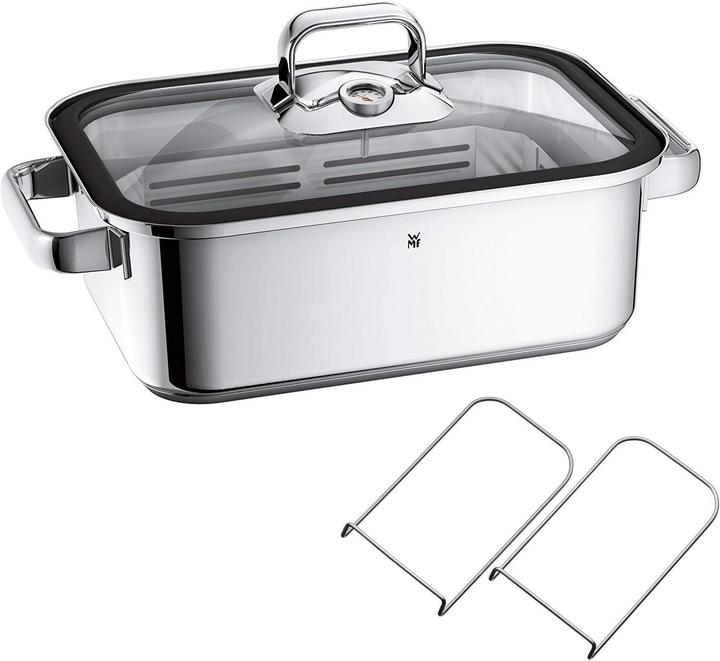 Produktbild WMF Dampfgarer Bräter 3,5l Glasdeckel Garblech Vitalis Compact Edelstahl (Bräter + Schmortopf, Edelstahl)