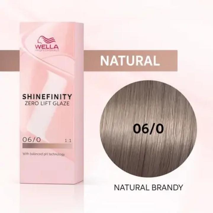 Actual product image Wella Shine Finity 06/0 Dark Blonde Natural 60 ml (06, 0 - Natural Brandy)
