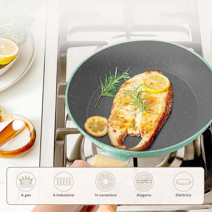 BLAZANT Set di pentole e padelle in ceramica antiaderenti, pentole e padelle con manico staccabile, set di pentole a induzione per piano cottura a induzione, set da cucina per camper, adatto al
