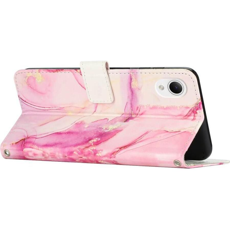 Thumbnail - Cover-Discount Galaxy A23e - Leder Hülle pink Marble (Samsung Galaxy A23e), Smartphone Hülle, Pink