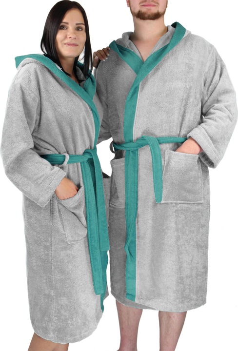 Produktbild Normani Damen Baumwoll-Bademantel mit Frottee, zweifarbig - OEKO-TEX® 100 - 8783 (XXL)