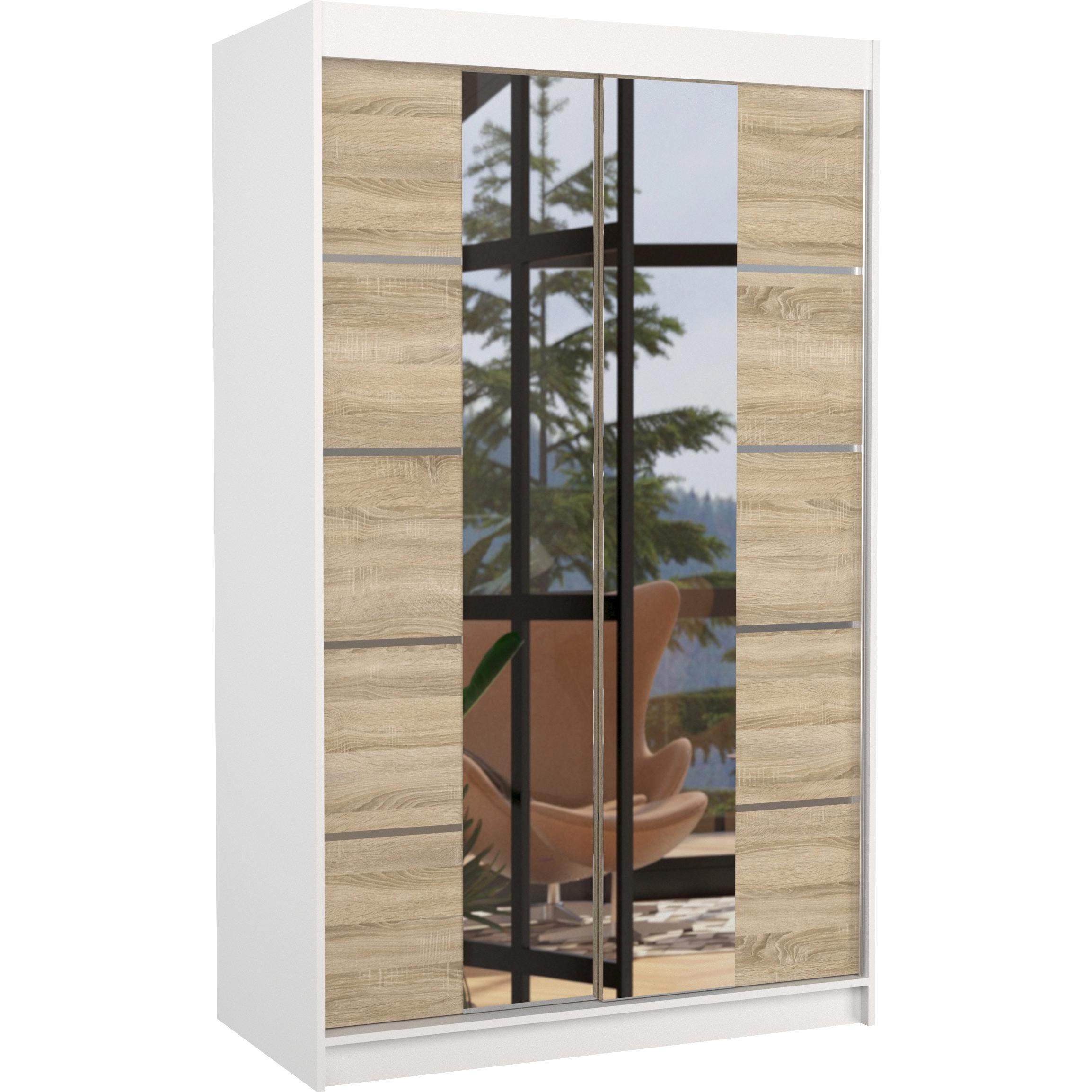 ADRK Furniture, Kleiderschrank, Verspiegelter Schiebeschrank GENUA 120 (120 x 58 x 200 cm)