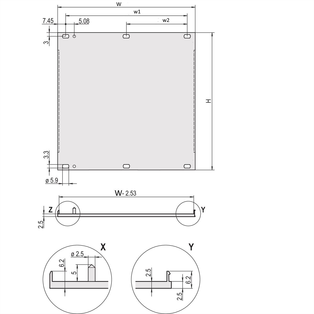 Schroff Pannelli frontali, profilo a U, schermabili - U-FRONTPL.EMC 2HE 84TE, Accessori per armadio rack