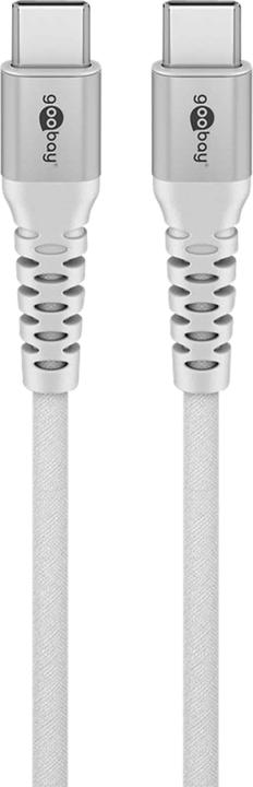 Immagine prodotto Goobay Cavo tessile da USB-C a USB-C con spine in metallo, 2 m, bianco (2 m, USB 2.0, 60 W)