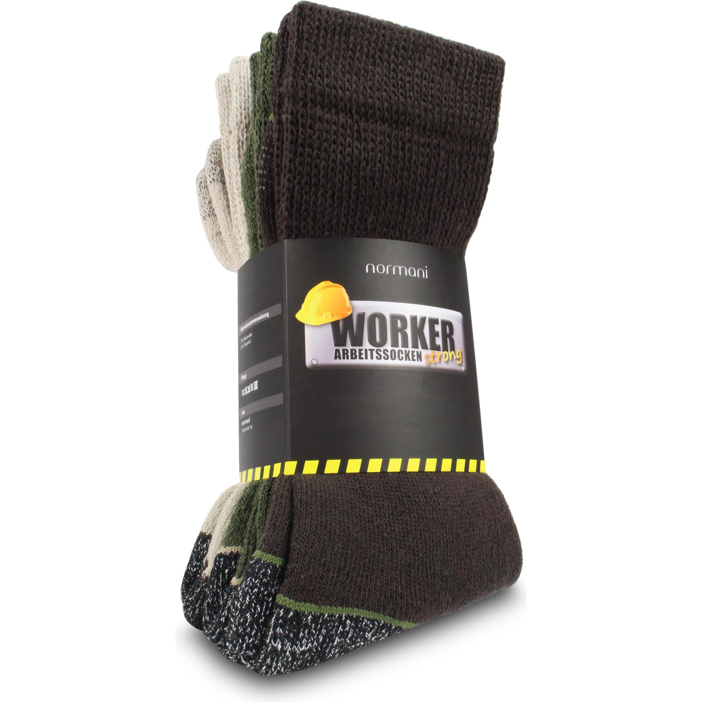 Normani, Herren, Socken, 6 Paar Arbeitssocken WORKER strong, Braun, (6er Pack, 43 - 46)