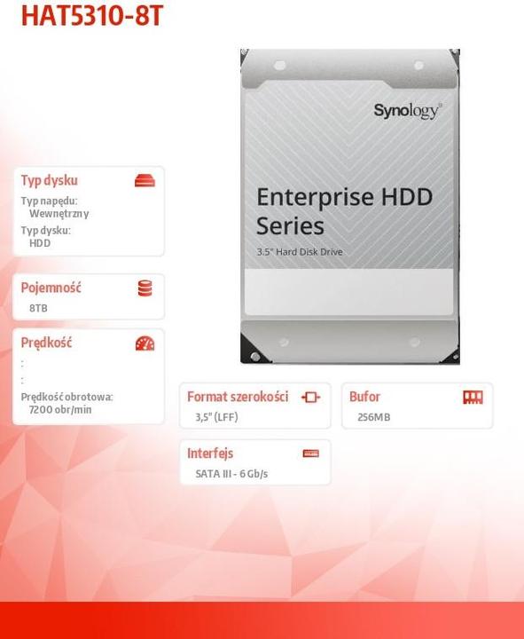 Actual product image Synology Enterprise Series HAT5310-8T (8 TB, 3.5", CMR)