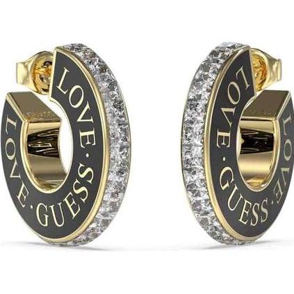 Guess, Ohrringe, Lovely gold-plated earrings with zircons Love JUBE04083JWYGBKT/U, (Edelstahl)