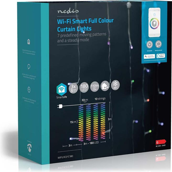 Image du produit Nedis LED décoratives SmartLife | Wi-Fi | RGB | 180 LED | 3 m | Android™ / IOS (0.20 m)