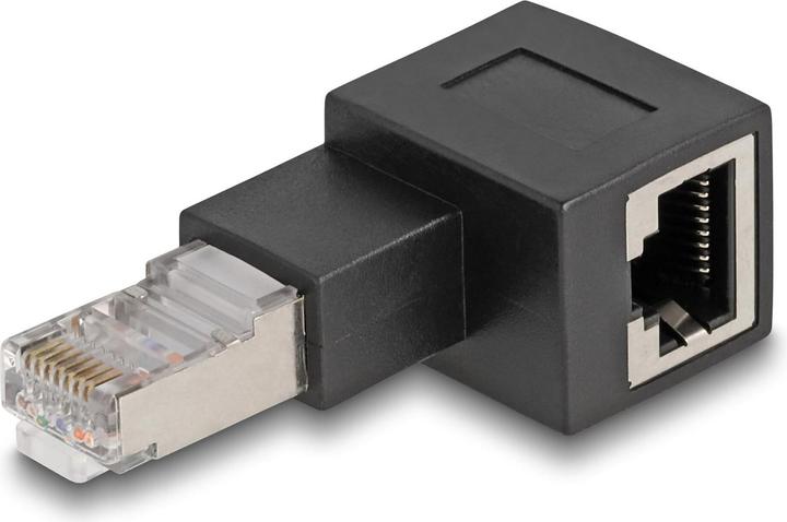 Produktbild Delock RJ45 Stecker zu RJ45 Buchse Adapter Cat.6A 90° nach links gewinkelt (RJ45, RJ45 (1x))