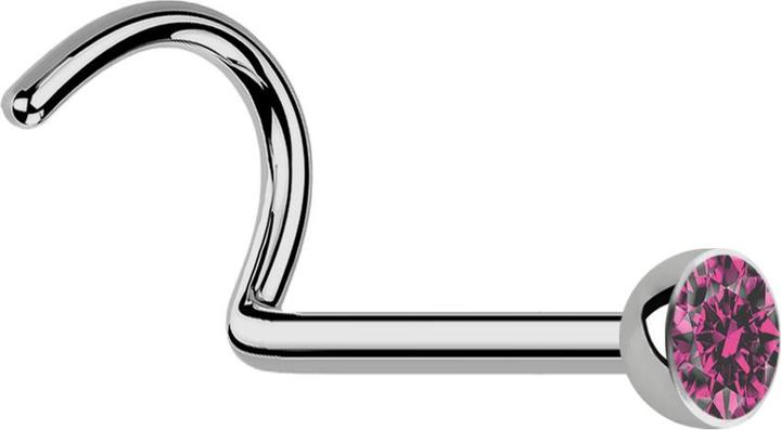 Image du produit Star Piercing Clous de nez courbes argentés avec cristal rose (Titane, sans laiton)