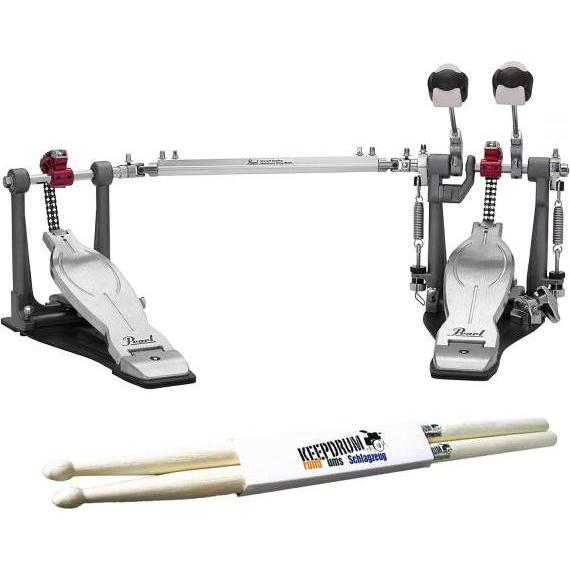 Pearl P-1032R Doppel-Fussmaschine mit Drumsticks, Zubehör Instrumente