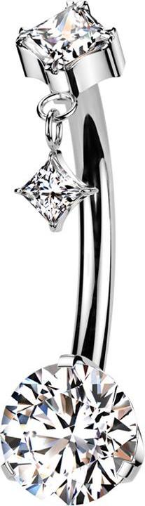 Immagine prodotto Hollywood Body Jewelry Threadless Banane silber quadratischer Kristall silber Anhänger quadratischer Kristall silber und Kr (Titanio)