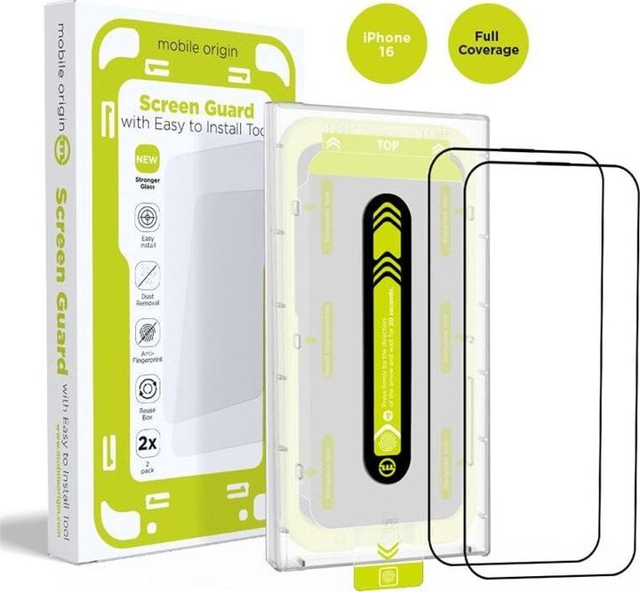 Actual product image Mobile Origin Screen Guard with easy applicator 2 pack - iPhone 16 (2 pcs., Apple iPhone 16)