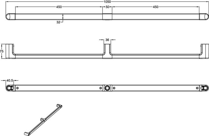 Produktbild Villeroy & Boch V&B Wandhandlauf ViCare Design verchromt 1050mm