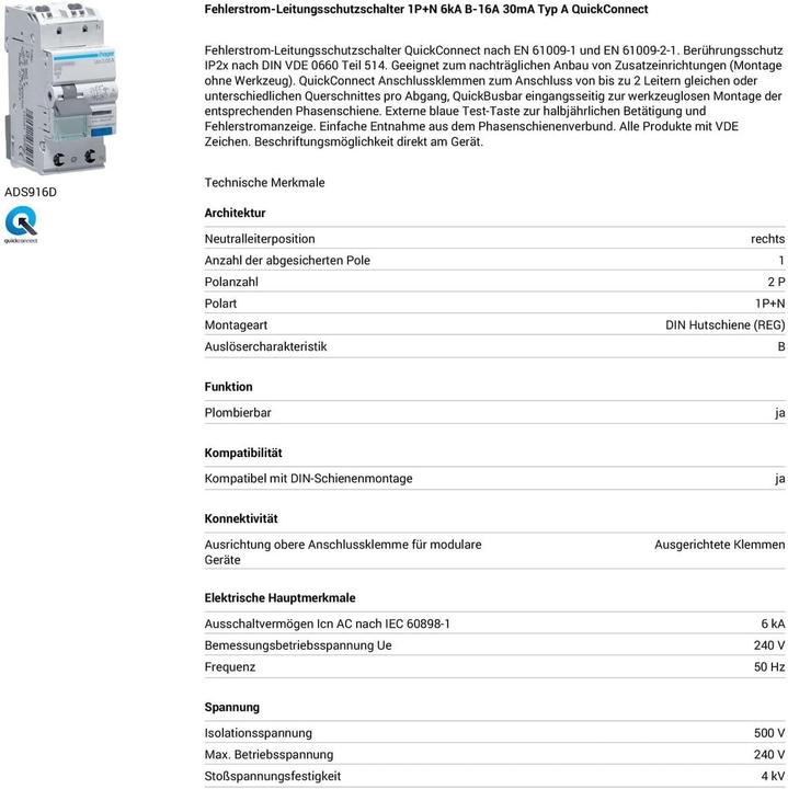 Produktbild Hager FI/LS-Schalter