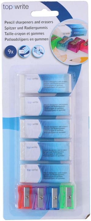 Actual product image Topwrite Sharpener & Eraser 9pcs.