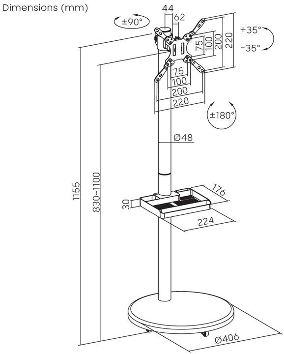 Produktbild Reflecta TV Stand 43P-2020T weiss (15 kg, 17" - 43")
