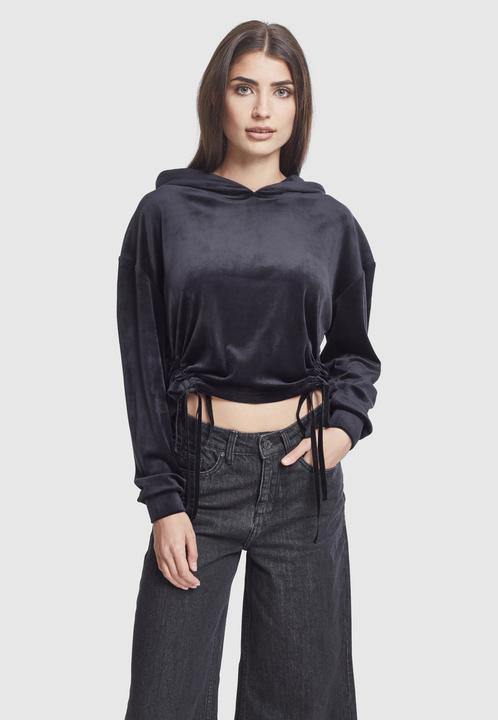 Image du produit Urban Classics Ladies Short Velvet Gathered Hoody (S)