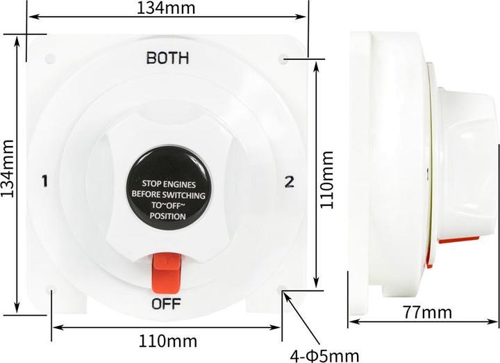 Actual product image Voltima Battery selector switch for switching two battery circuits, consumers, charging sources 300A