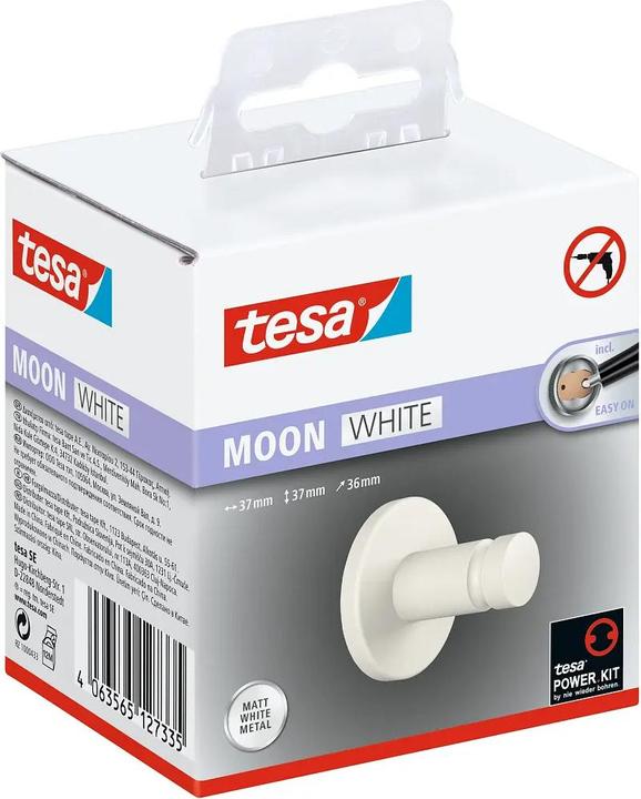 Actual product image tesa MOON WHITE Towel hook incl. adhesive solution without drilling