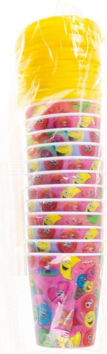 Produktbild LG-Imports Becher mit Deckel und Strohhalm, Smiley-Gesicht, 12 Stück. (12x)