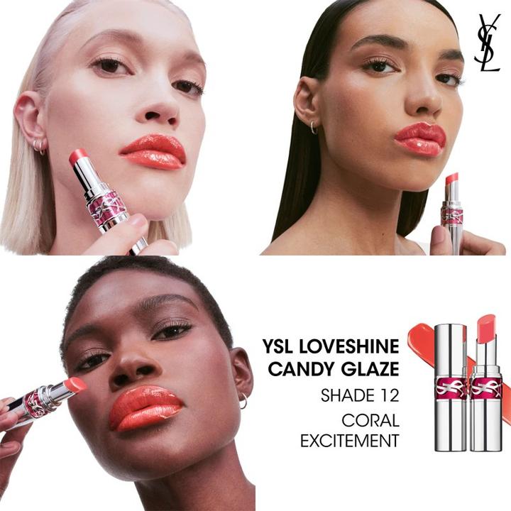 Actual product image Yves Saint Laurent Rouge Volupte Candy Glaze Lipgloss 12 (#12 Coral Excitement)